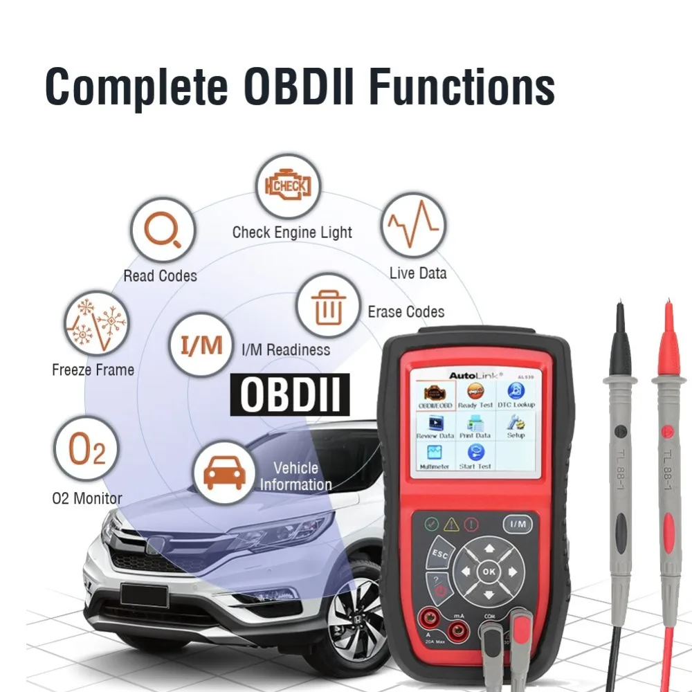 ИНСТРУМЕНТ autel AutoLink AL539 OBDII для электрического теста автоматический сканер AL 539 OBD2