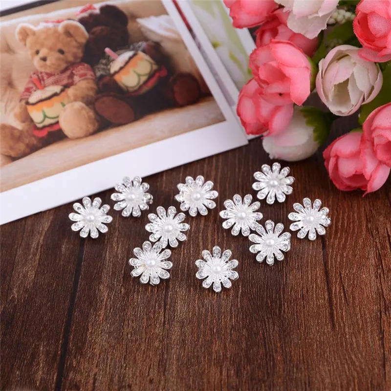 Женские заколки для волос с искусственным жемчугом 10 шт./лот|screw hairpin|pearl flower hairhair