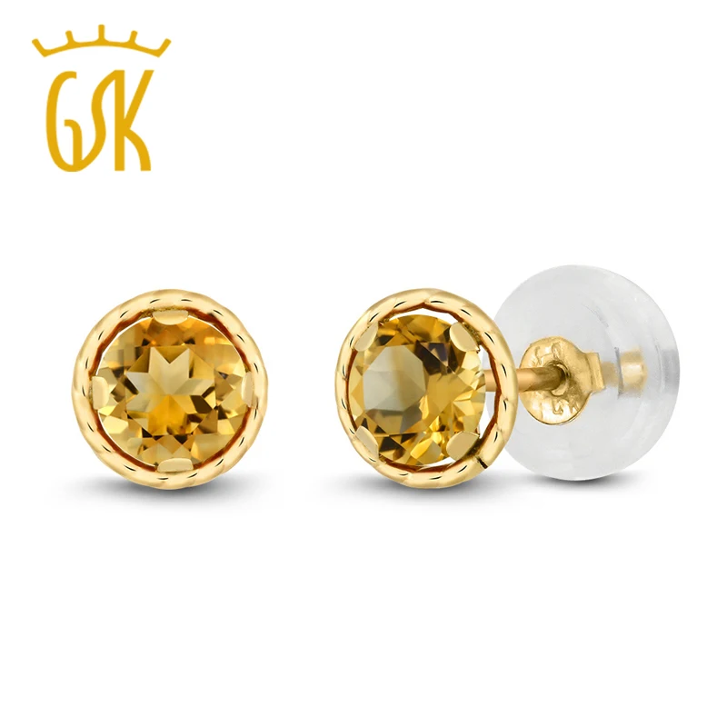 GemStoneKing ювелирные изделия с цитрином 0 52 Ct круглые 4 мм натуральный желтый цитрин 14