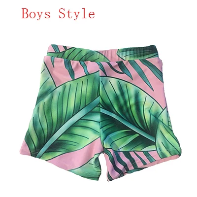Boys Летние Семейные комплекты одинаковые купальники лист пляжная одежда с принтом мама и я купальник плавки для детей мужские шорты - Цвет: Boys