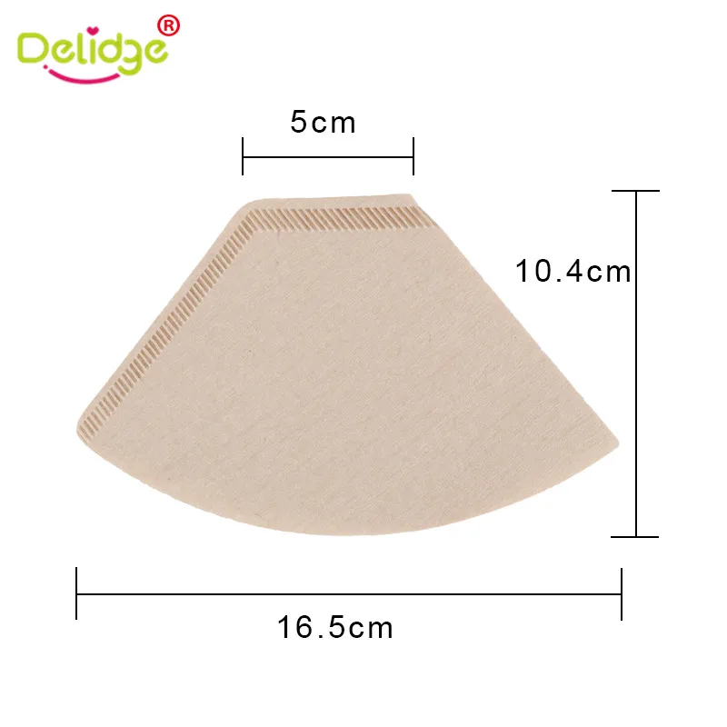 Delidge 100 шт./компл. кофейные фильтрующие бумаги неотбеленные конусы чашки