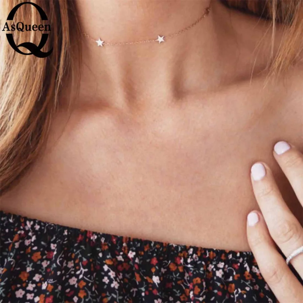 

Ladies Simple Star Choker Necklace Five-pointed Star pendant Clavicle Necklace Jewelry Necklaces for Women gold Silver Chain
