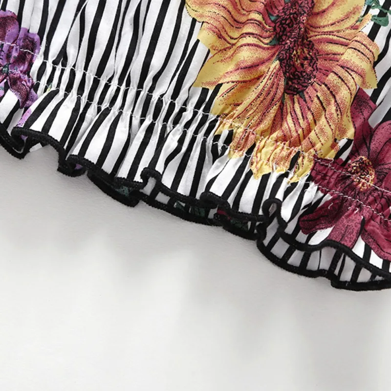 Модная Милая футболка для маленьких девочек комплект со штанами с цветочным