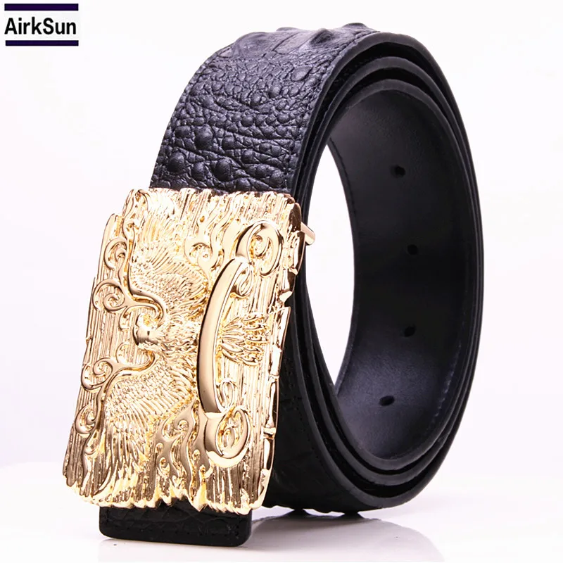 

2017 Luxury Famous Brand Designer Belt Men Crocodile High Quality Male Genuine Leather Strap Waist Wedding Jeans Wide Gold
