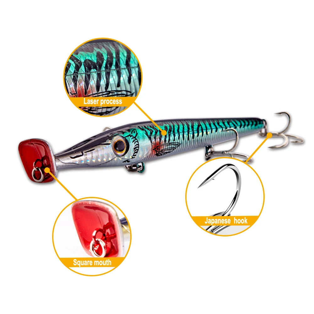Hunthouse новые Поппер приманки 150 мм 20 г Garfish длинные литые карандаши Плавающие для