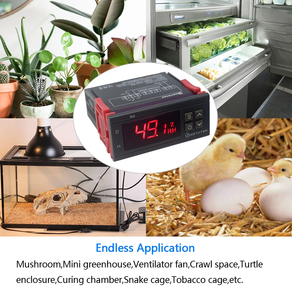 

Ketotek 110V 220V Mini Digital Air Humidity Controller Digital Controller Meter Sensor higrometre hygrostat station meteo