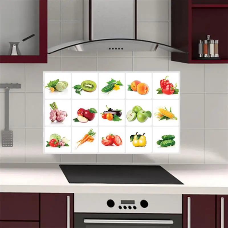 New 3D DIY Vinyl Oil-proof Kitchen Wall Stickers Vegetable Fruit Poster Tile Mural Home Decoration Removable Wall Decals images - 6