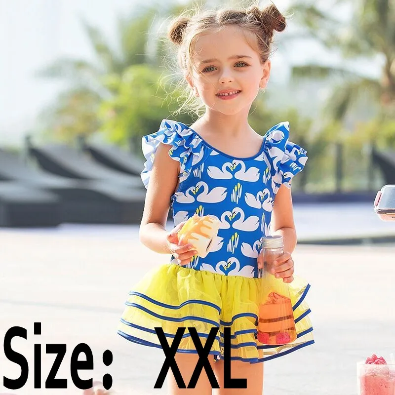 Blue XXL Новинка года; стильный купальный костюм в Корейском стиле с изображением лебедя; милый купальный костюм для мальчиков и девочек; пляжная одежда с защитой от солнца с рисунком для отдыха - Цвет: Blue XXL
