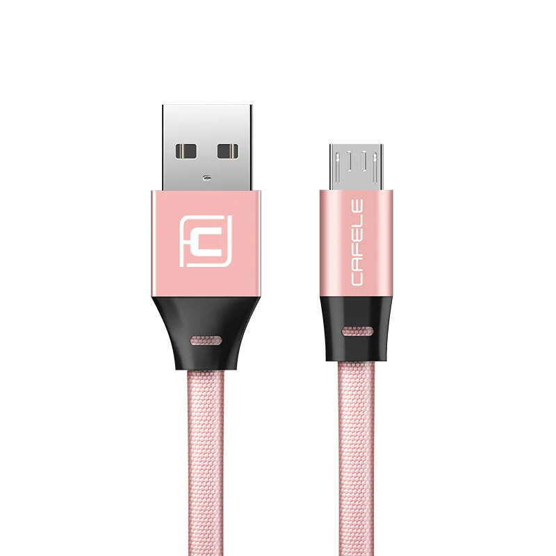 CAFELE Кабель Micro-Usb для samsung huawei Xiaomi Android телефоны ткань Вязание Usb зарядный кабель для передачи данных 5V 2.1A - Цвет: Rose gold