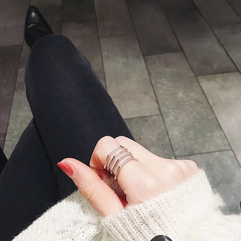 2019 простые Многослойные Открытые Кольца из циркония для женщин Модная бижутерия