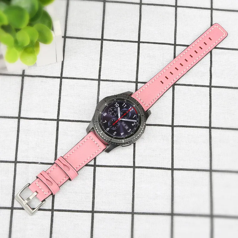 22 мм ремешок для часов Galaxy watch 46 мм samsung gear S3 Frontier браслет из натуральной кожи huawei часы gt ремешок Amazfit gtr 47 мм - Цвет ремешка: pink B