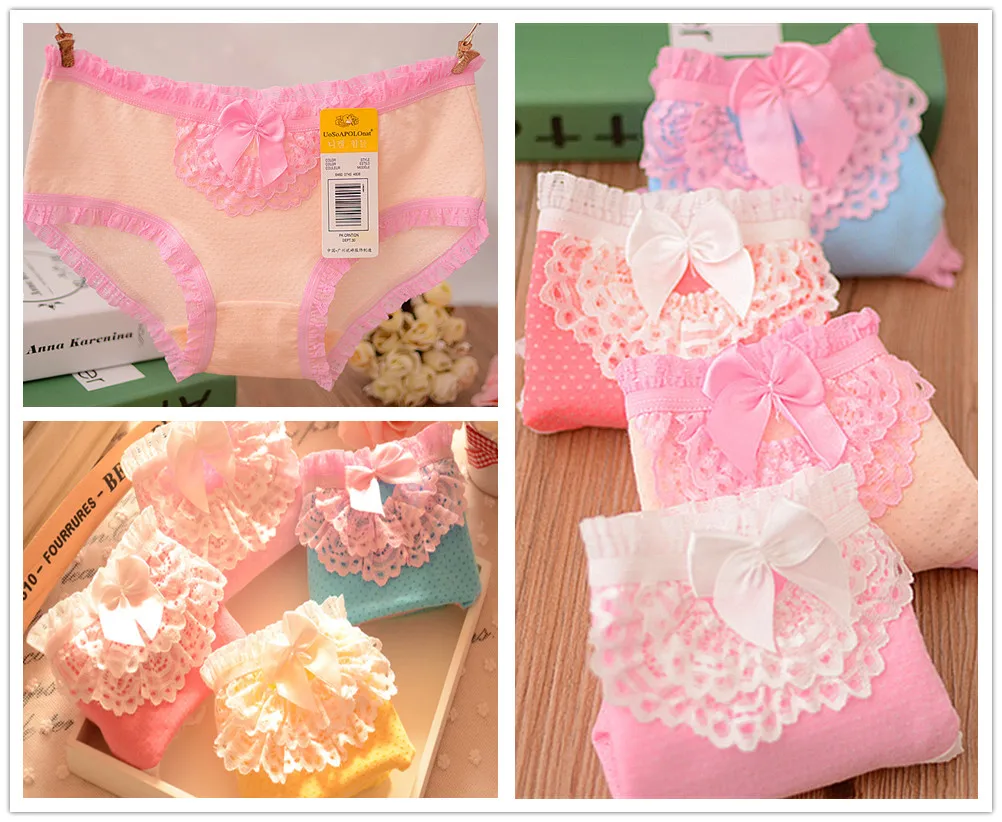 4 Pcs Packed Flowers BOKT Cotton Girl Women Briefs Panties Underpants Lingerie Underwear S/M |