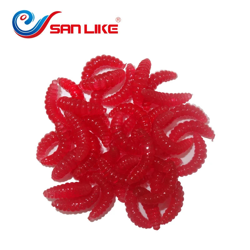 40pcs/lot fishing lures Smell red worm soft bait worms 2cm 0.4g maggot Grub Soft Lure hooks smell Worms Glow Shrimps Fish Lures | Спорт и