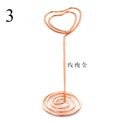 Rose gold Настольная папка для заметок, милые зажимы в форме сердца, свадебные сувениры, держатель для карт, зажимы для сообщений, настольные фото, памятки, зажимы для имени, подарок - Цвет: Rose gold