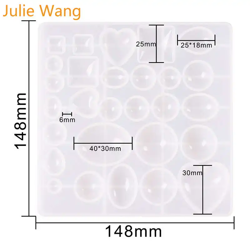 

Julie Wang Transparent Silicone Resin Cabochon Molds Set DIY Resin Epoxy Casting Geometric Shape Mould Jewelry Making Tool