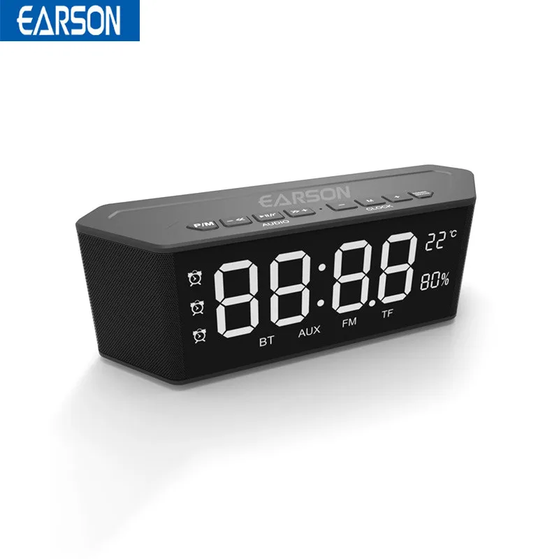 EARSON ER910 интеллектуальная bluetooth-колонка дома Будильник FM Радио беспроводной динамик с микрофоном Handfree MP3 плееры Humiture дисплей