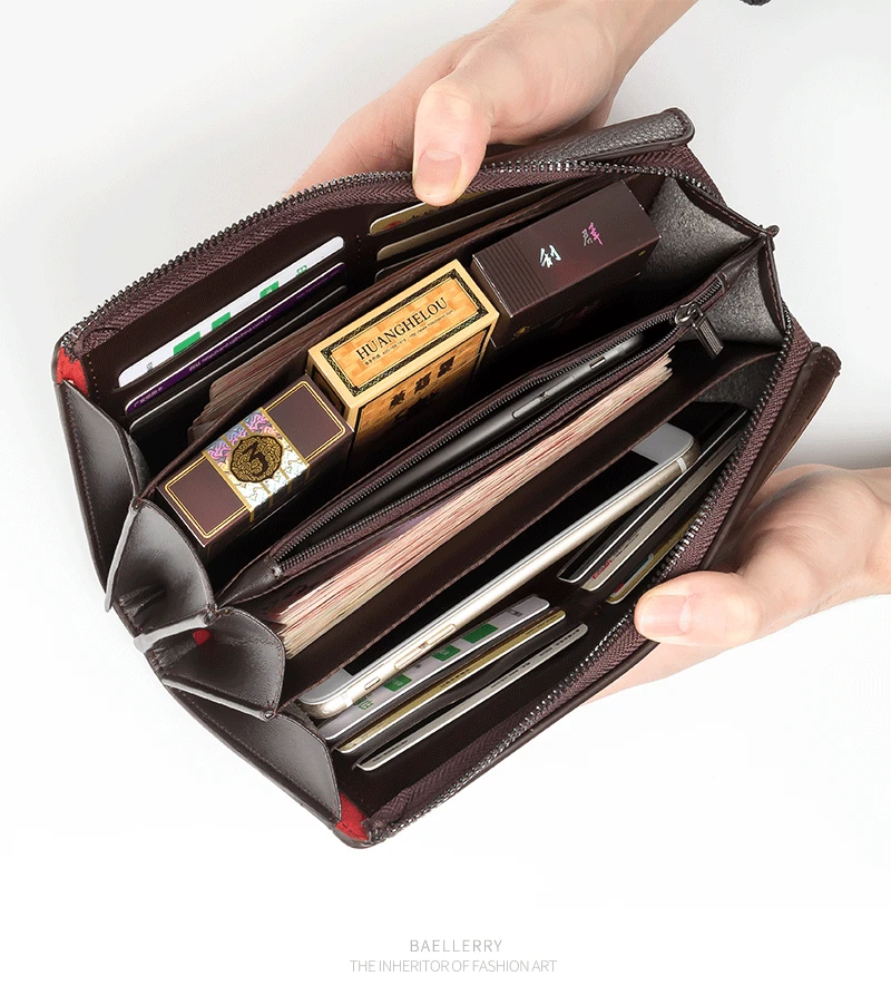 Baellerry Men Clutch Bag With Card Holder Fashion Long Zipper Men Wallets Coin Pocket Casual Business Male Clutch Phone Purse