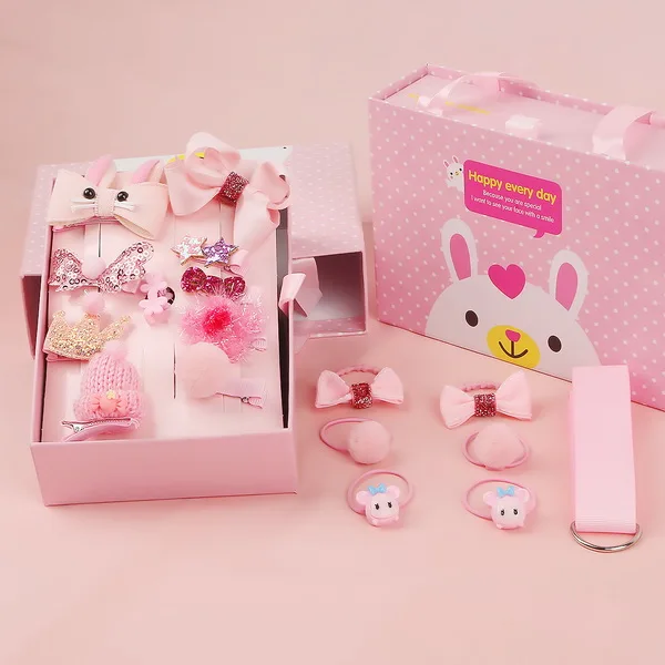 PK (18PCS) 1 комплект, 18 шт., милые заколки для волос, для девочек, цветы, Мультяшные заколки, для детей ясельного возраста, подарочная упаковка, блестящая, Радужная, фетровая, тканевая заколка для волос - Цвет: PK (18PCS)