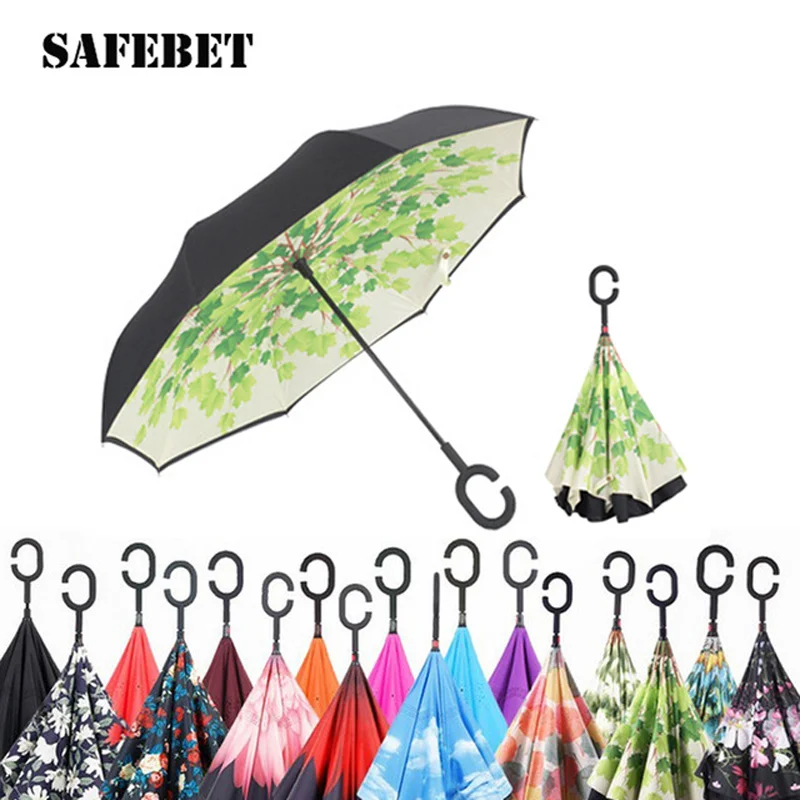 C Ручка ветрозащитный обратный складной зонт женский/женский дождь/солнце