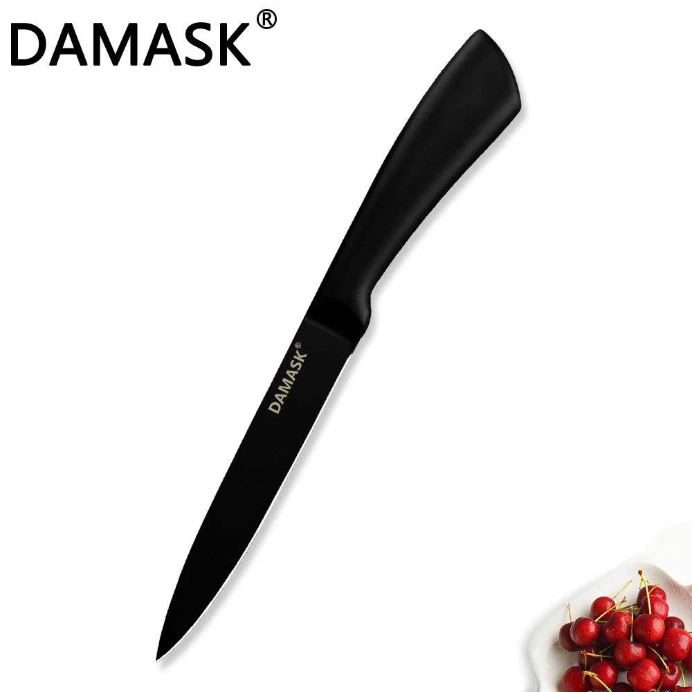 5 inch Utility Knife Дамасский черный кухонный нож, ножи из нержавеющей стали, японские кухонные ножи Santoku, профессиональные прочные кухонные приборы - Цвет: 5 inch Utility Knife