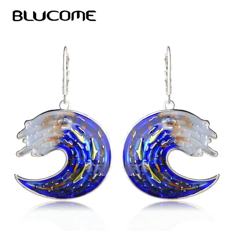 Женские серьги-капельки Blucome серьги из сплава с голубой эмалью вечерние