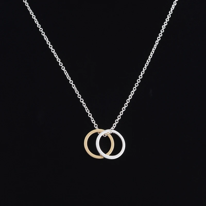 Цепочка с подвеской в виде двух колец для женщин ожерелье кулоном лучших друзей