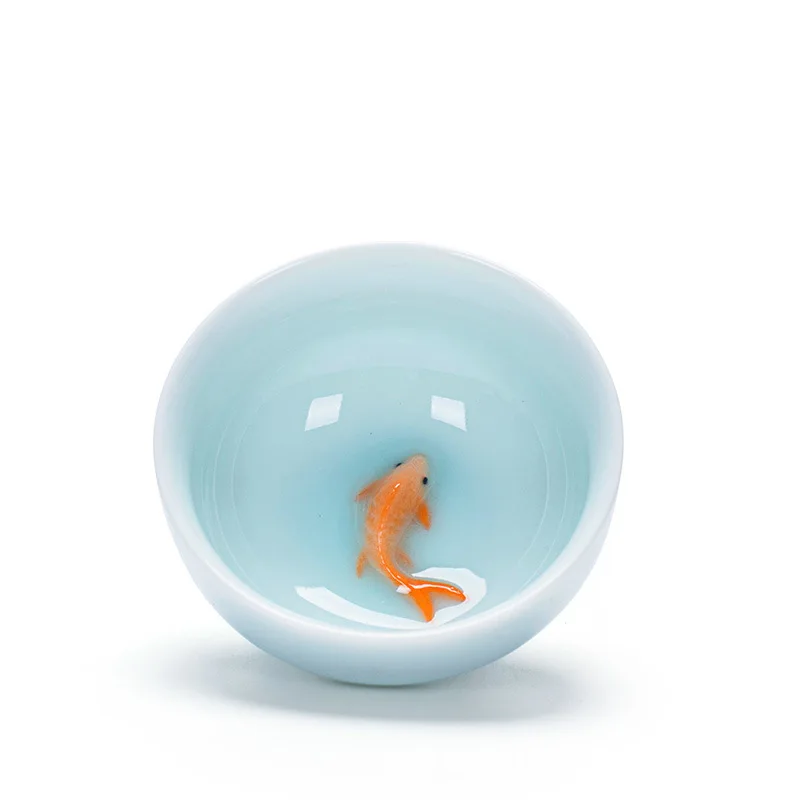 6 шт./компл. чайная чашка в виде золотой рыбки селадона чайный набор кунг фу