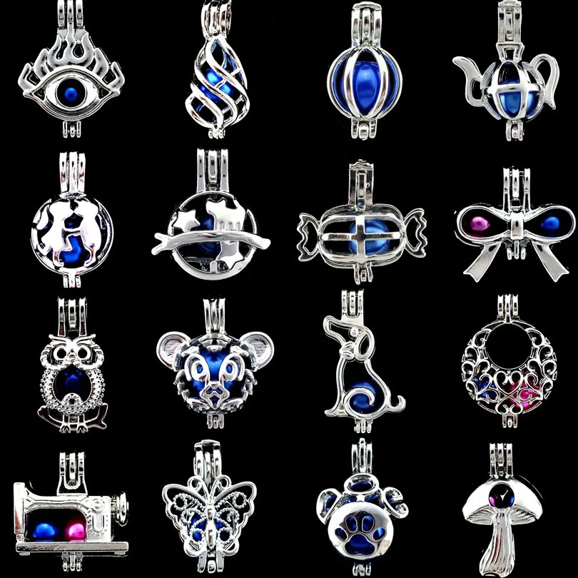 5 шт. смешанный дизайн круглый кулон Животные бантом клетка диффузор духи