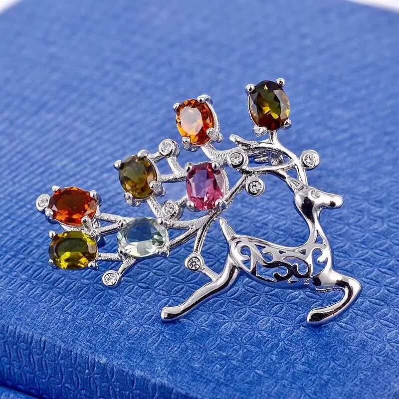 Турмалин брошь Бесплатная доставка натуральный турмалин 925 пробы серебряная 4*5