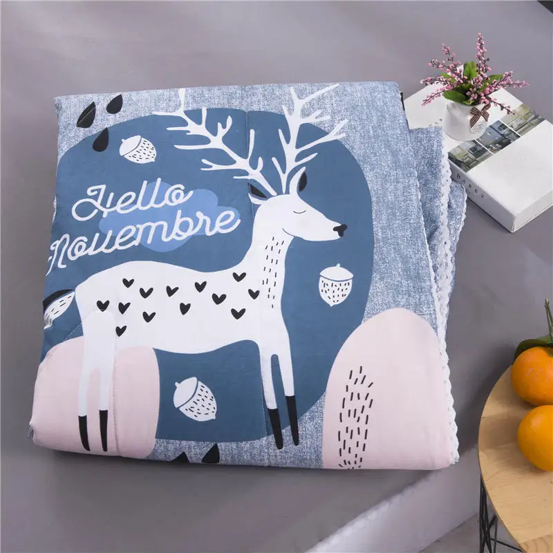 Leaf Pattern Soft Skin-friendly Summer Duvet Washed Cotton Thin Quilt Children Adults Duvet Pillowcase Wholesale(200x230cm
