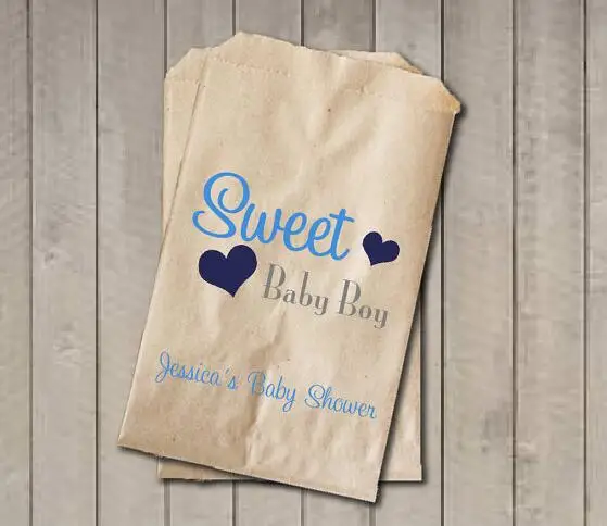 

personalized Sweet Baby Boy Baby Shower candy Buffet treat gift bar birthday Petal Toss bags Bakery Cookie Favor pouches