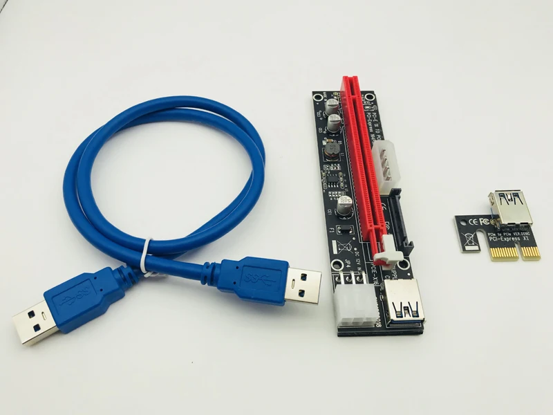 Новый PCIE PCI E 3 в 1 Molex 4Pin SATA 6PIN Express 16x слот карта Riser 1x до USB 0 кабель для майнинга