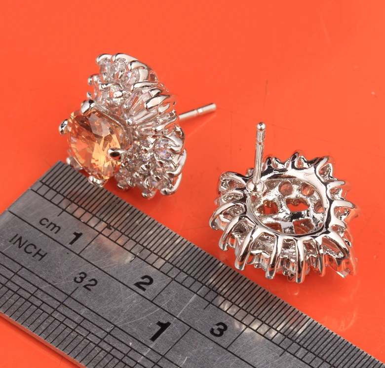 Элегантный Champange коричневый оранжевый Morganite Самоцветы 925 стерлингового серебра