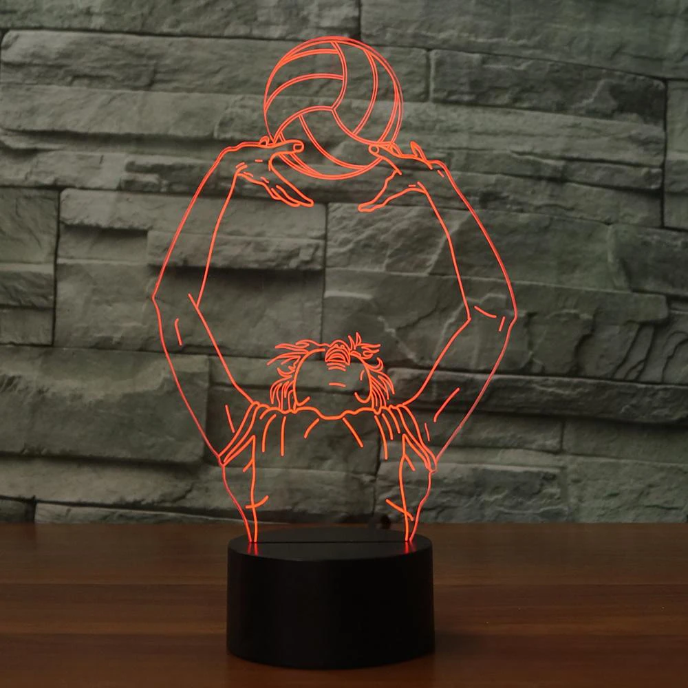 Играйте в волейбол моделирование светодиодный 3D настольная лампа сенсорный