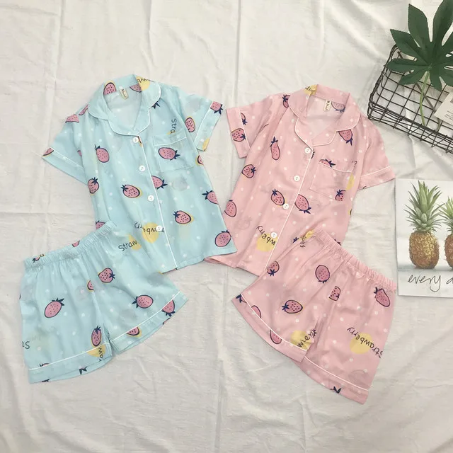 Детские пижамные комплекты повседневные рубашки с короткими рукавами принтом