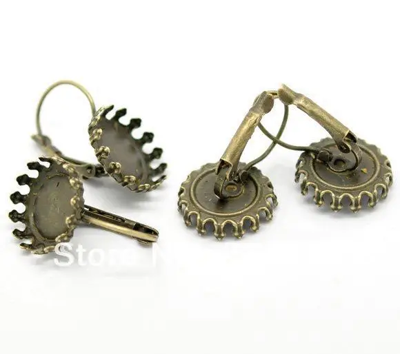 Free shipping!!! 500pcs/lot Bronze Tone crown Earring Clips fit 15mm-earring findings, Earrings base, Earrings blank