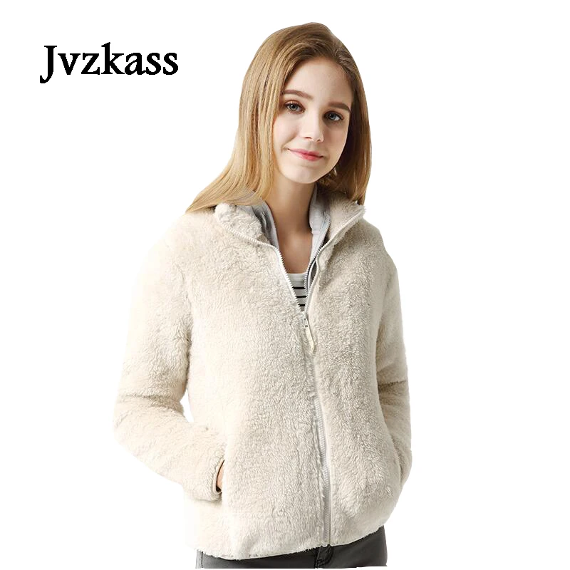 Jvzkass 2020 Новое плюшевое пальто женское с длинным рукавом воротник зимнее дикое на
