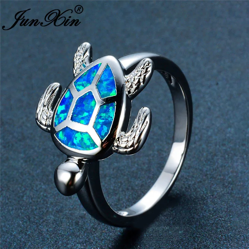 Комплект из колье и кольца с голубым огненным опалом | Украшения аксессуары