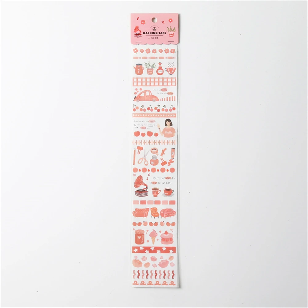 Розовый 2 листа Милая Повседневная жизнь Васи Ленты Kawaii DIY Скрапбукинг дневник записная книжка Фотоальбом украшения длинные полосы Маскировочные ленты - Цвет: Розовый