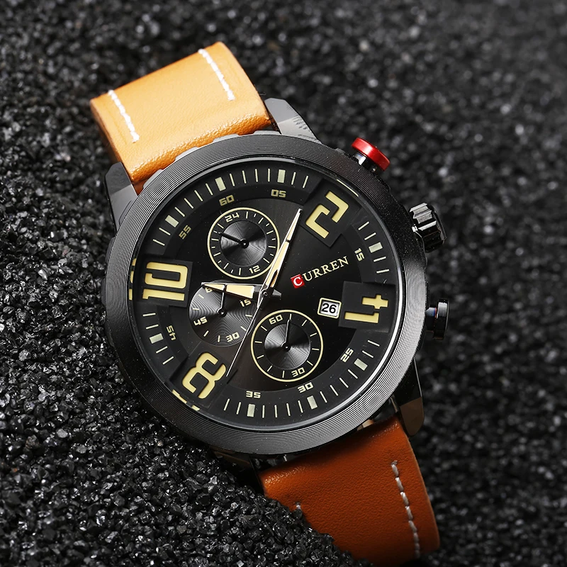 Часы Curren Мужские кварцевые брендовые Роскошные спортивные водонепроницаемые с