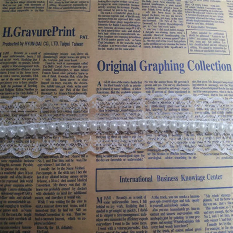 1 ярд жемчужный бисер вышивка Сетка кружевная кромка отделка лента аппликация