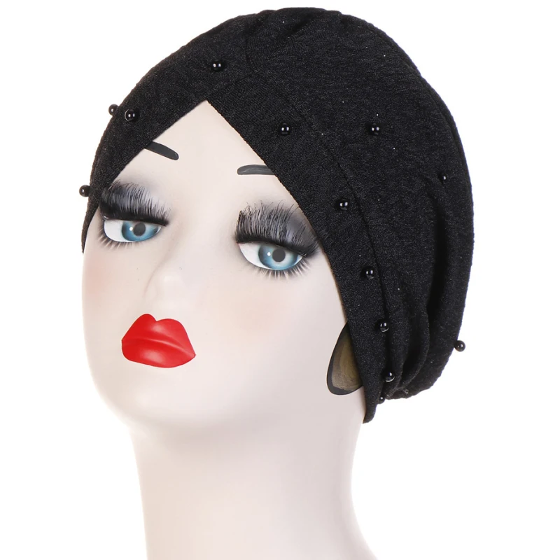 

HT2400 Women Beading India Hat Muslim Ruffle Cancer Chemo Beanie Scarf Turban Wrap Cap Women Skullies Beanies Female Beanie Caps