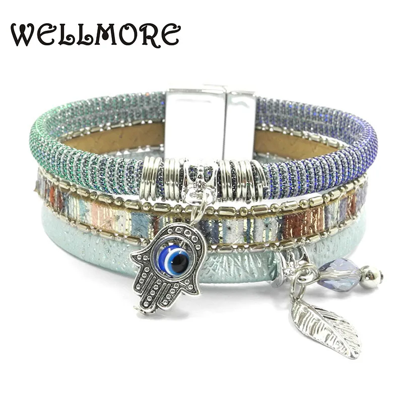 Кожаный браслет с подвесками в виде листьев для женщин|leather bracelet|leather bracelet