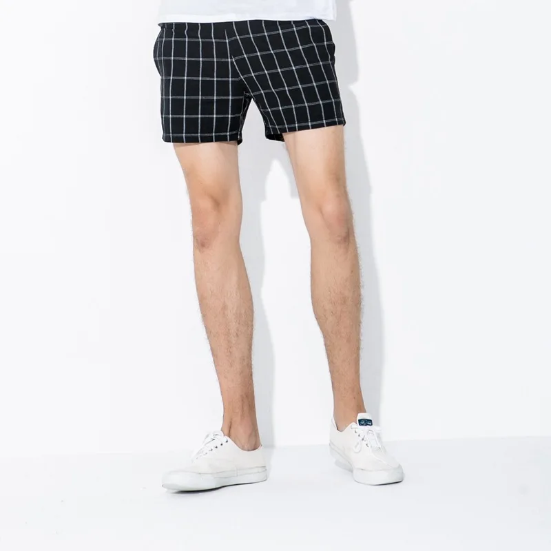 Модные мужские шорты в клетку в английском стиле - Цвет: Black plaid