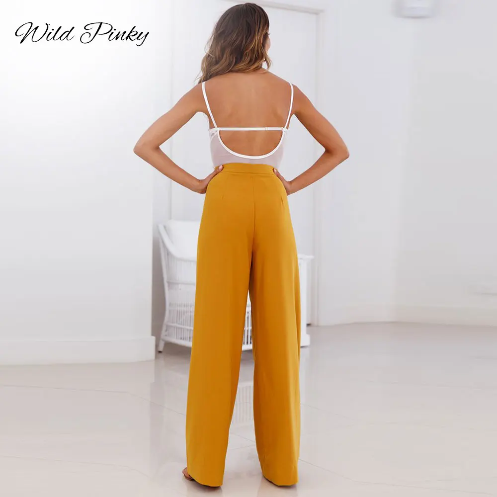 Женские широкие брюки Капри WildPinky повседневные однотонные с высокой талией весна