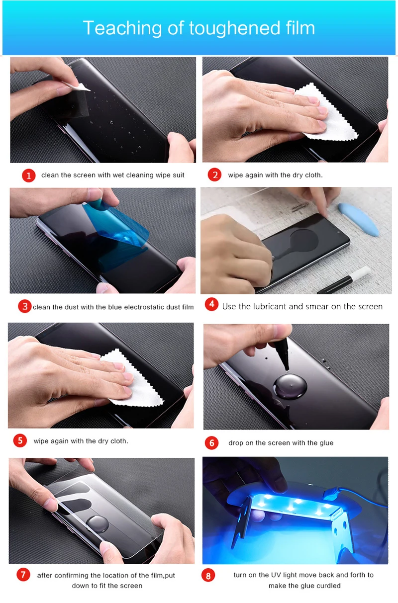 2 шт протектор экрана для samsung S9 Plus Note8 Note 9 S10e Plus Note 10 Pro закаленное стекло жидкое полное клей UV HW mate 30 pro