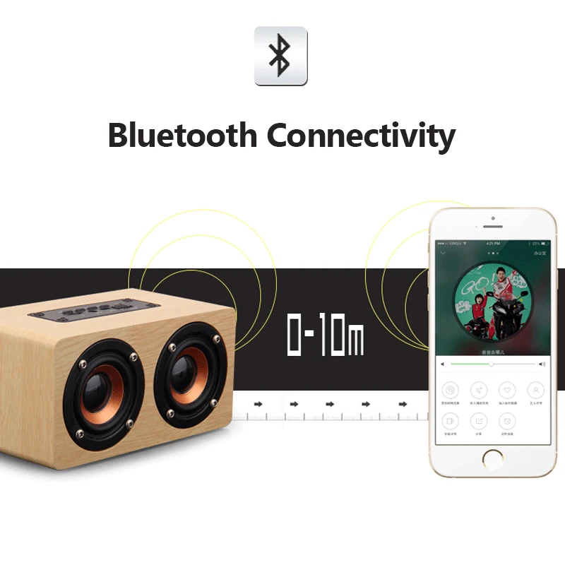 Деревянная Bluetooth колонка в ретро стиле беспроводной динамик Hi Fi с двойным 3D