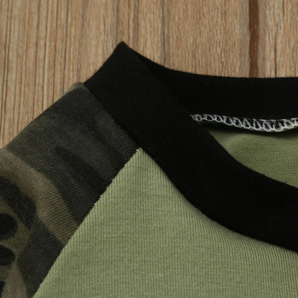 Одежда для малышей Спортивный костюм девочек и мальчиков камуфляжные топы