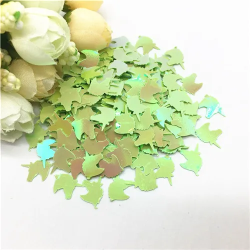 AB green Paillettes 8x12mm Unicorn Shape Loose PVC Sequin Paillette Sewing Wedding Crafts Women DIY Garment Kids Scrapbook Accessory 20g - Цвет: AB green