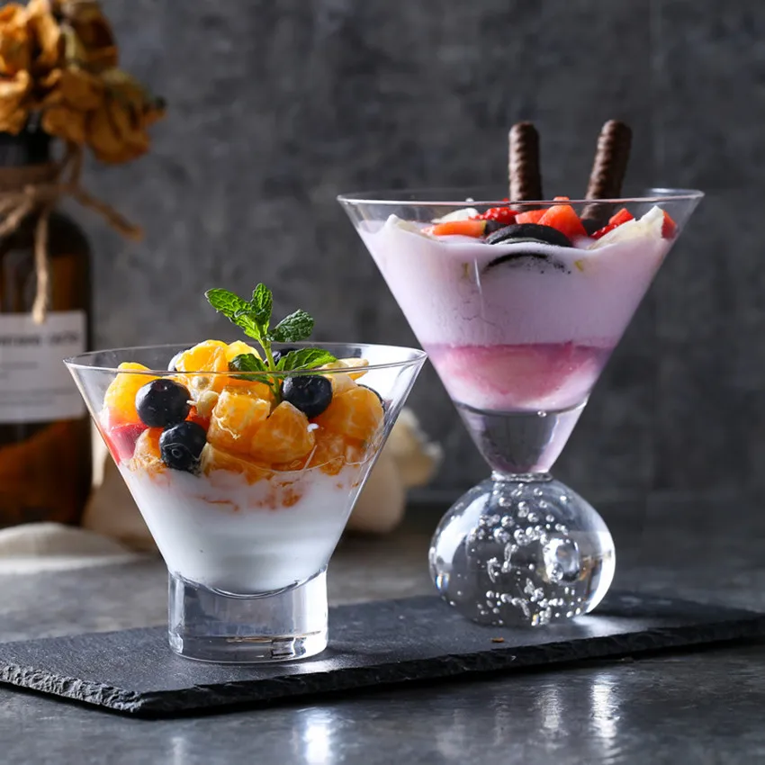 1PCS Lead-free Glass Ice Cream Juice Dessert Drink Cup Breakfast Milk Cup Coffee Tea Glass European Fruit Salad Container